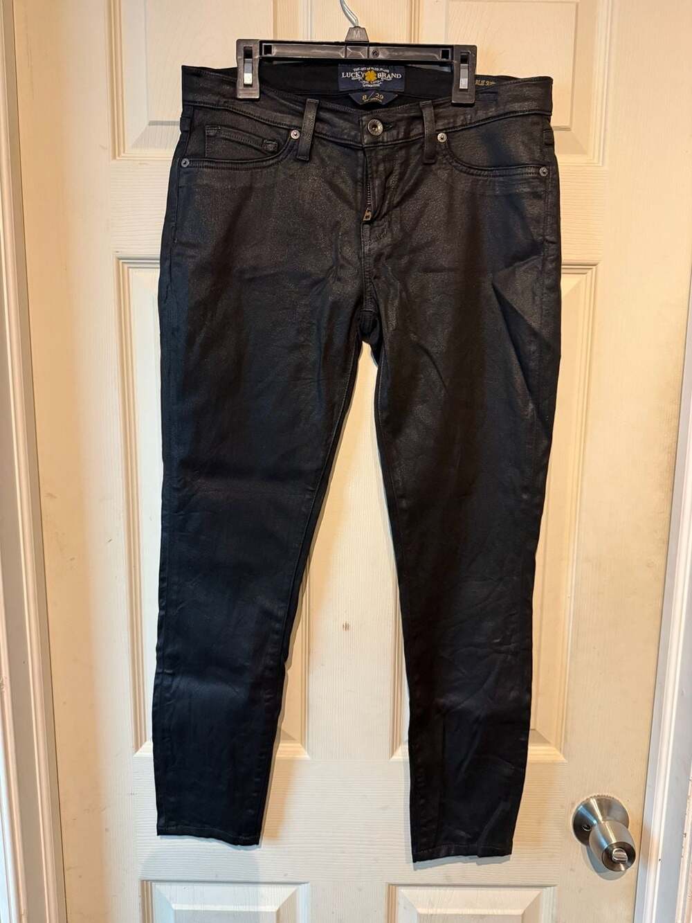 Lucky Brand Charlie Super Skinny Size 8/29 Coated Black Jeans